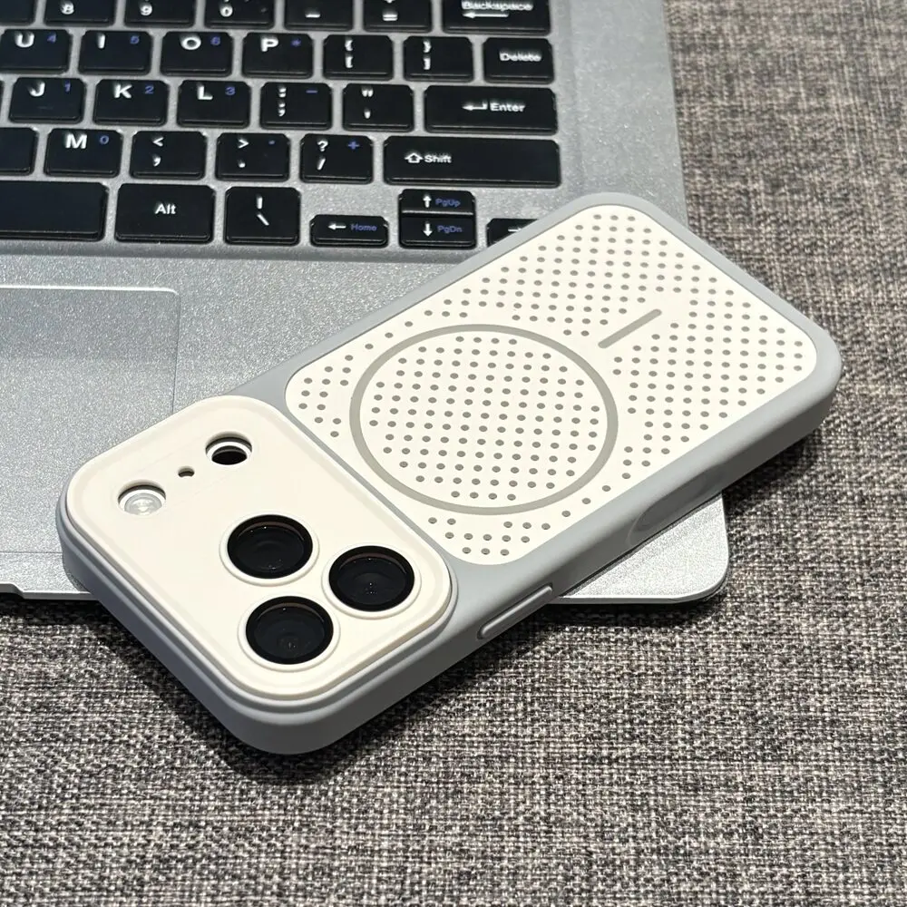 Capa Magnética Para Celular (iphone 16 Cinza) Com Estrutura Em Favo De Mel À Prova De Choque, Capa Fosca Macia.