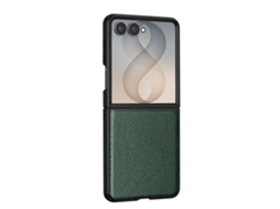 Capa Para Galaxy Z Flip 8 Dobrável Efeito Couro Granulado Câmara Elevada
