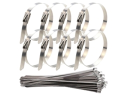 Conjunto de 30 abraçadeiras multifuncionais autotravantes em aço inoxidável para uso externo e reparos, 30 x 0,46 x 0,1 cm, cor prata.
