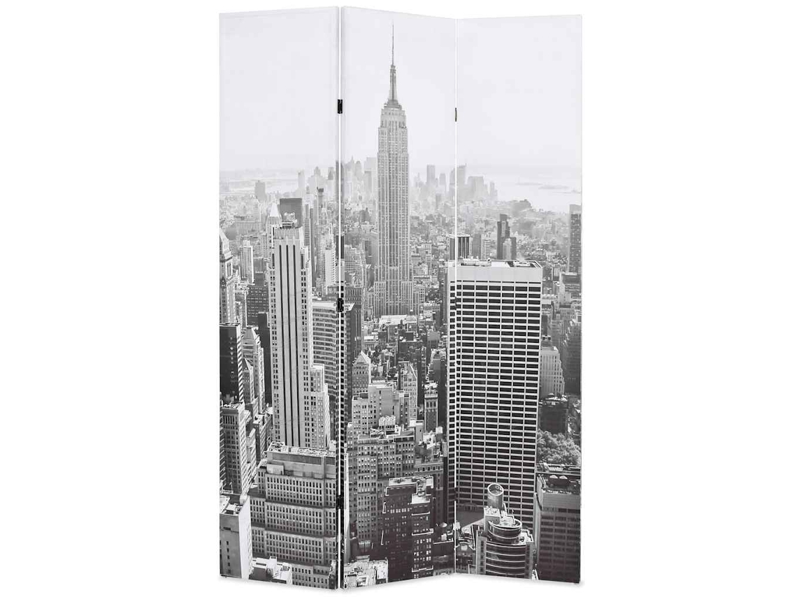 Vidaxl Biombo Dobrável Nova Iorque De Dia 120x170 Cm Preto E Branco