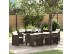 Vidaxl Conjunto de Jantar para Jardim 9 Pcs Castanho Vime Pe