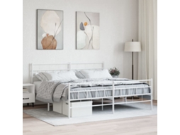 Estrutura De Cama Com Cabeceira E Pés 200x200 Cm Metal Branco