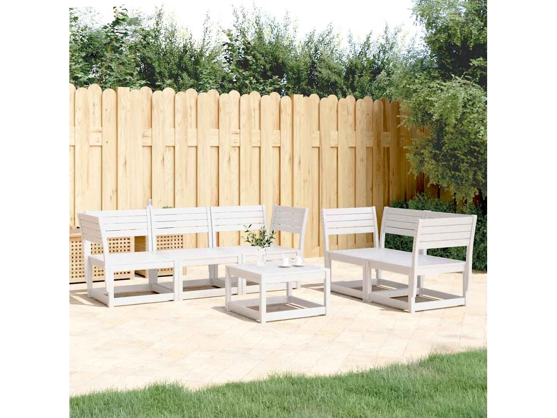 Vidaxl 5 Pcs Conjunto De Sofás De Jardim Madeira Pinho Maciça Branco