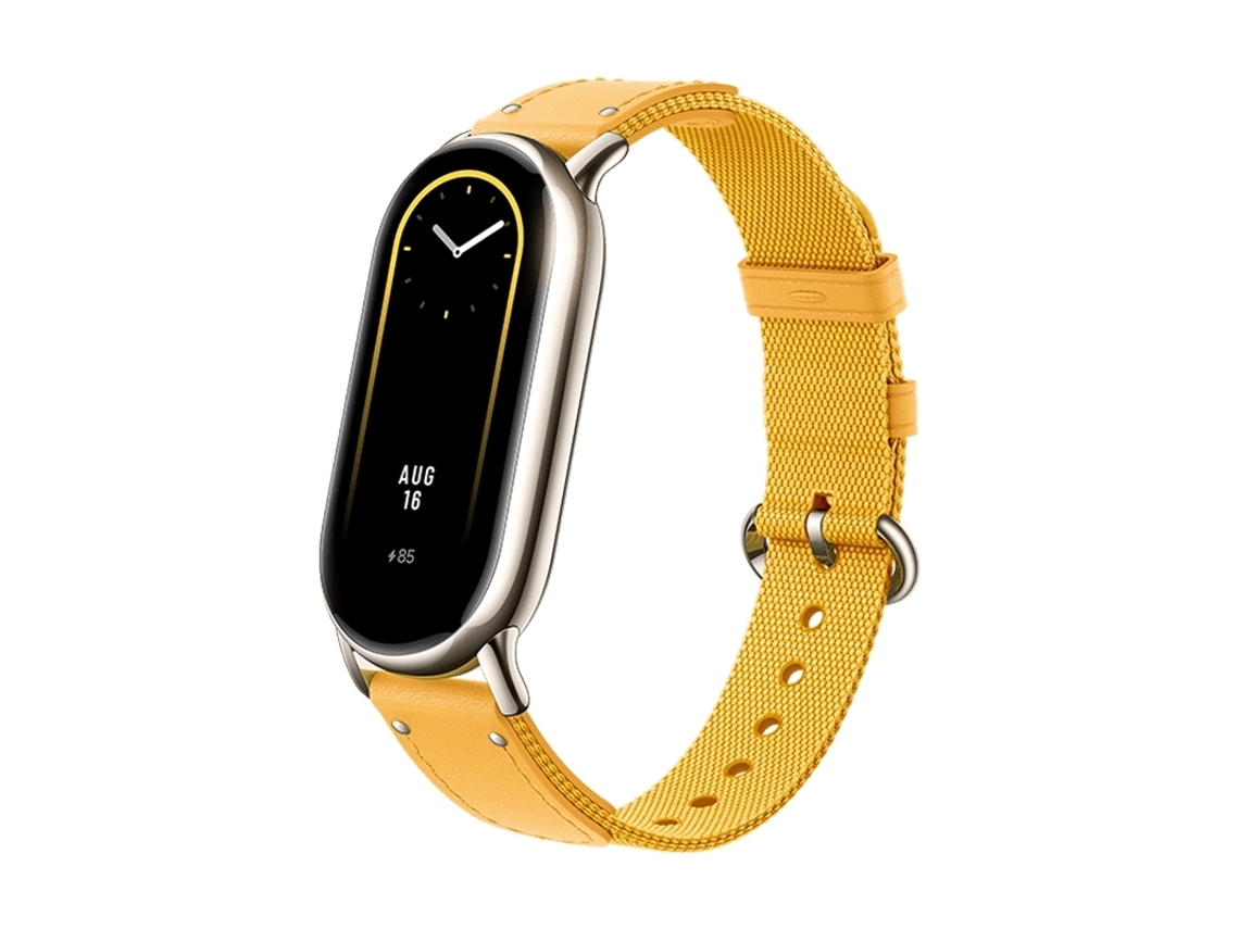 Original Para Xiaomi Mi Band 8 Nylon Trançado + Pulseira De Relógio De Couro (amarelo)*