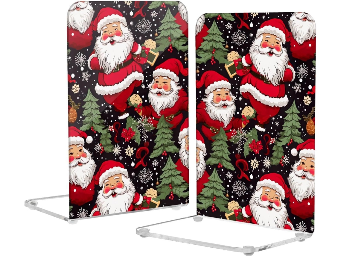Suporte Para Livros Retrô Do Papai Noel Em Acrílico Vermelho Escritório Computador, Suporte Transparente Para Livros Com