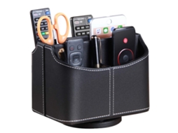 Suporte Giratório 360° Para Controle Remoto, Organizador De Mesa Em Couro Pu Com 5 Compartimentos Para Tv, Dvd E Blu-ray.
