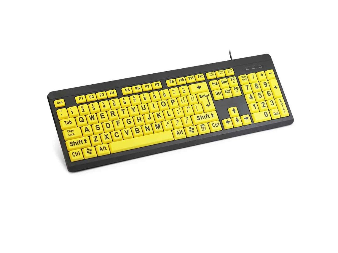 KOFIHETY Teclado Com Letras Grandes E Teclas De Alto Contraste, Teclas Grandes Em Amarelo E Preto Para Digitação Fácil, Projetado Para Deficientes Visuais E Id