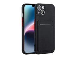 Capa De Tpu À Prova De Choque Com Compartimento Para Cartão Para Iphone 14 Plus, Preta