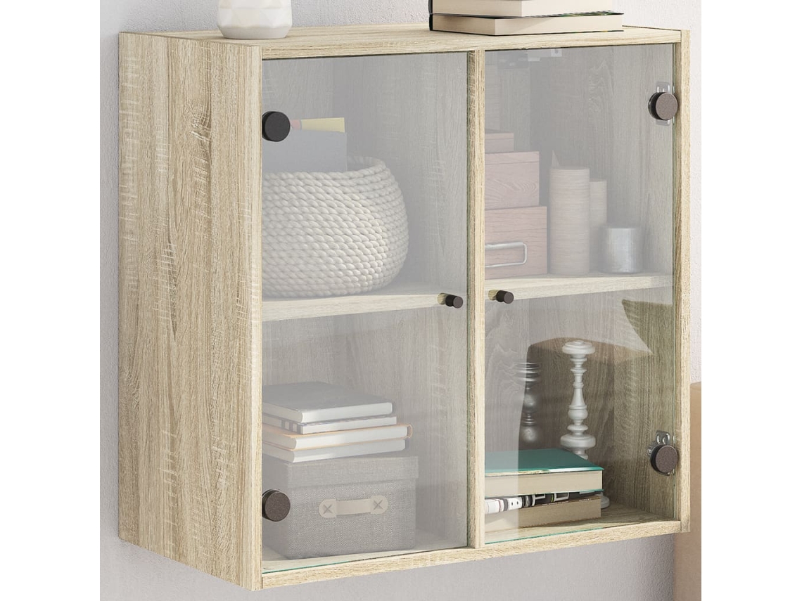 Vidaxl Armário De Parede C/ Portas Vidro 68x37x68,5 Cm Carvalho Sonoma