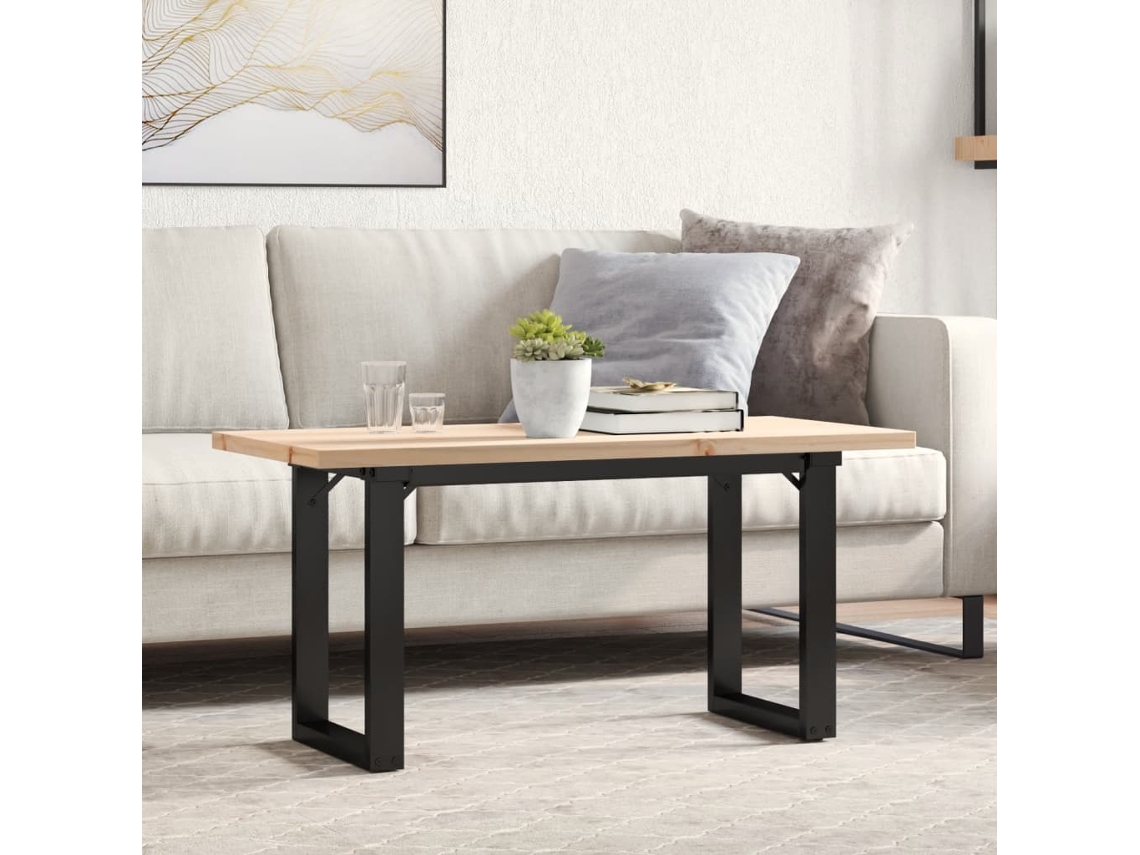 Vidaxl Mesa De Centro Estrutura Em O 90x40x45,5 Cm Pinho/aço