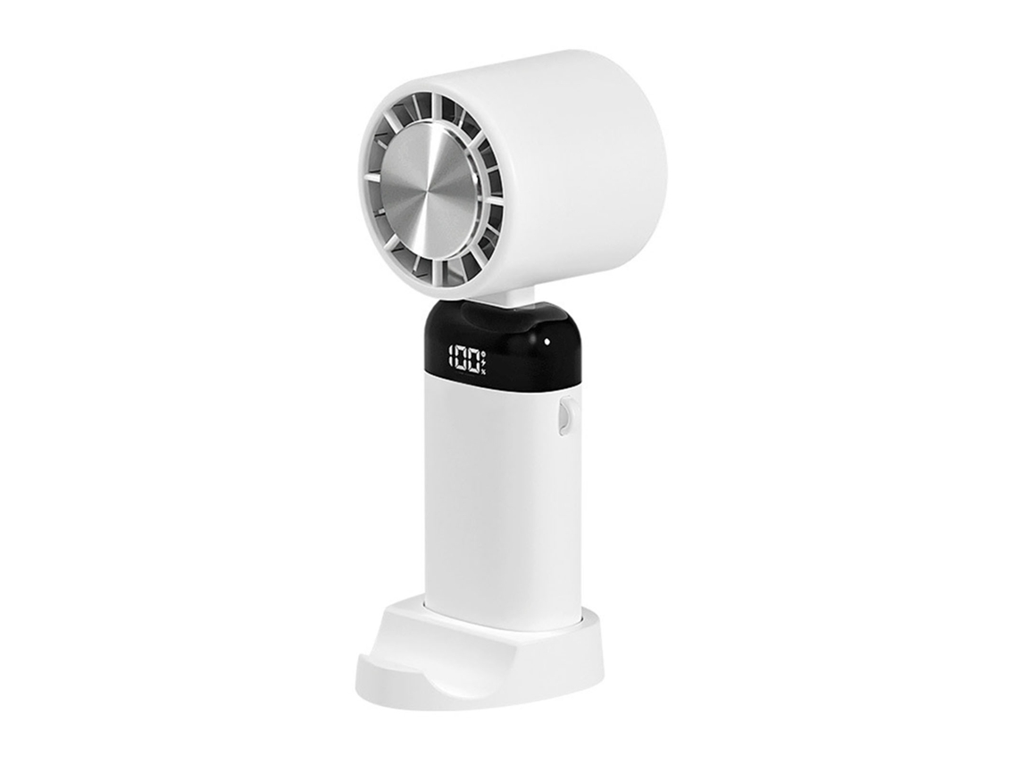 Vento Usb Recarregável Plegável com Display Digital Branco