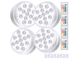Luzes LED submersíveis Nova Line, 4 unidades com controle remoto RGB para decoração de estantes de peixes