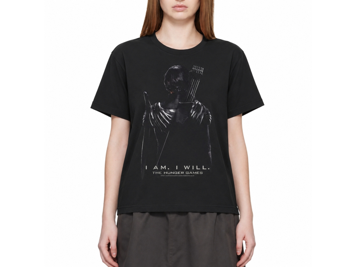 Rockinstone Hunger Games Movie Katniss Back Black Adult T-shirt Size:m