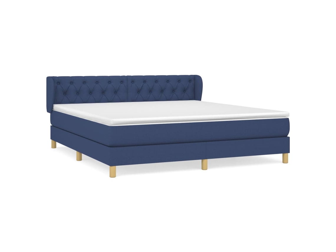 Cama com Molas/colchão 160x200 Cm Tecido Azul MAISON EXCLUSIVE