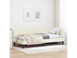 Vidaxl Estrutura De Cama De Canto Creme 80 Cm X 200 Cm Veludo