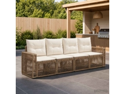 Vidaxl Conjunto De Sofá De Jardim 4 Unid. Bege E Branco Creme Vime Pe