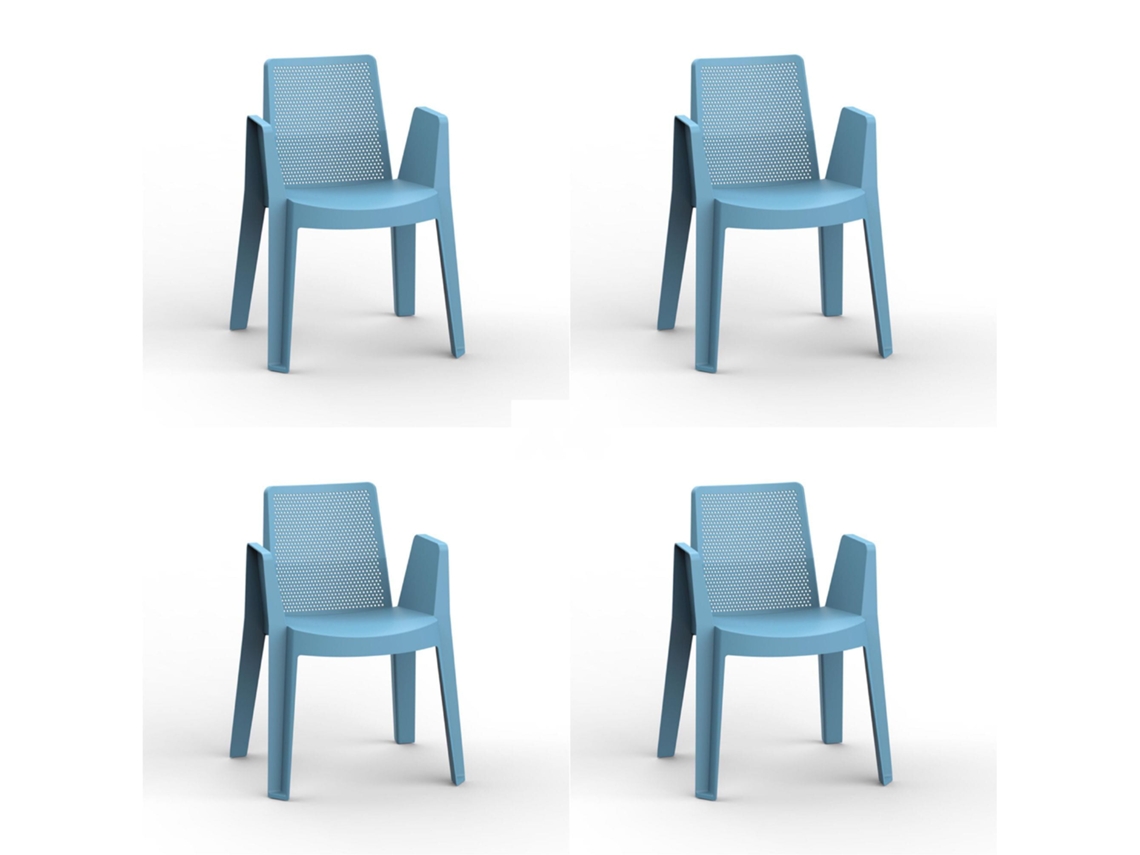 Set 4 Poltronas Interior, Exterior Azul Antigo Play Garbar