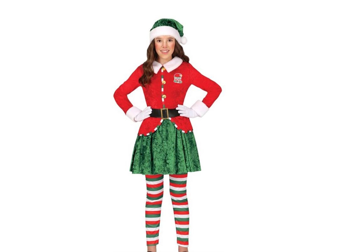 Fato de Elfo Ajudante do Papai Noel com Chapéu para menina