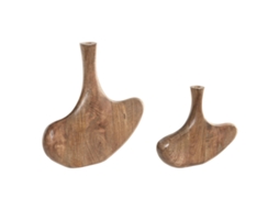Conjunto De 2 Vasos Home Esprit Castanho Madeira De Mangueira Abstrato Natural Urbana 29 X 4,5 X 26 Cm (2 Peças)