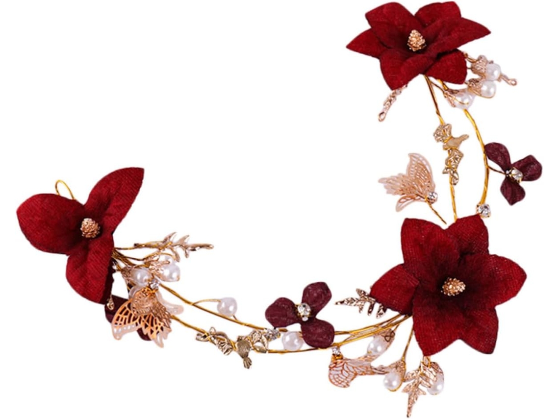 Tiara resistente a deformações e quebras, com delicadas flores metálicas na liga, ideal para casamentos.