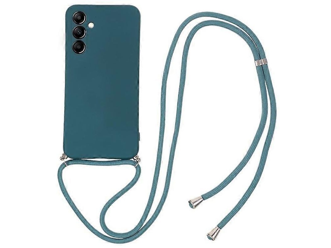 CAPA para Samsung Galaxy A34 5G YURU, TPU, forro de fibra, design slim, cordão longo, turquesa