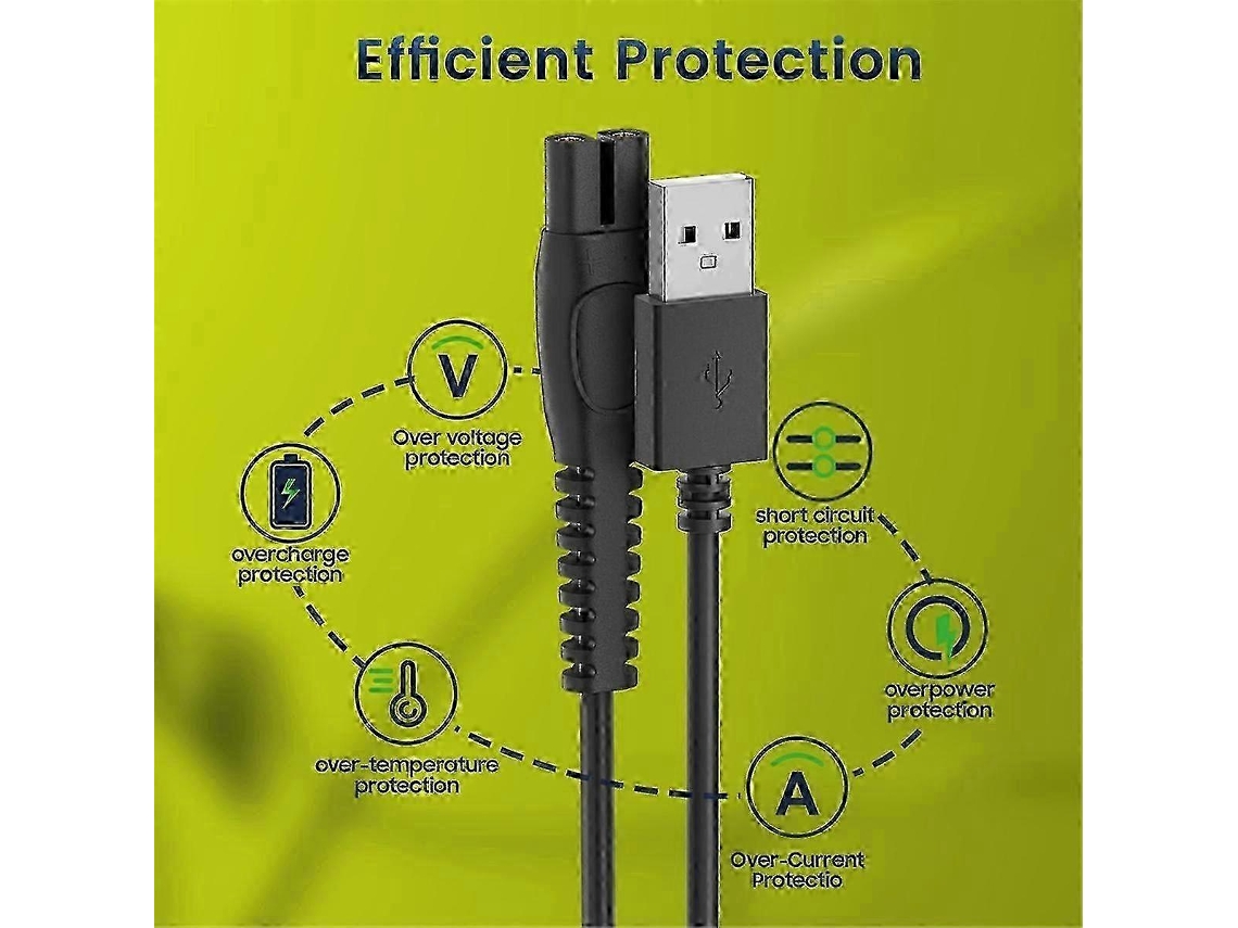 Kit De 2 Cabos De Carregamento Usb Para Barbeador, Compatível Com Modelos Philips