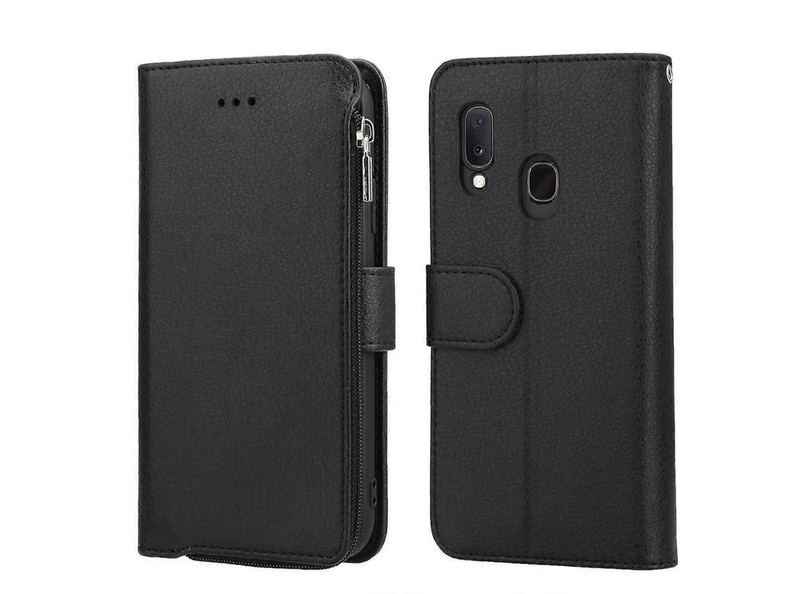 Capa De Couro Flip Horizontal Com Zíper De Microfibra Para Samsung Galaxy A20/a30