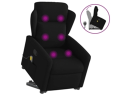 Vidaxl Poltrona De Massagens Reclinável Elevatória Tecido Preto