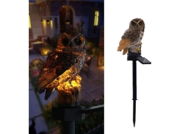 Luz Solar Led Coruja Decoração Jardim Exterior Resina Pilha Iluminação Pátio Jardim