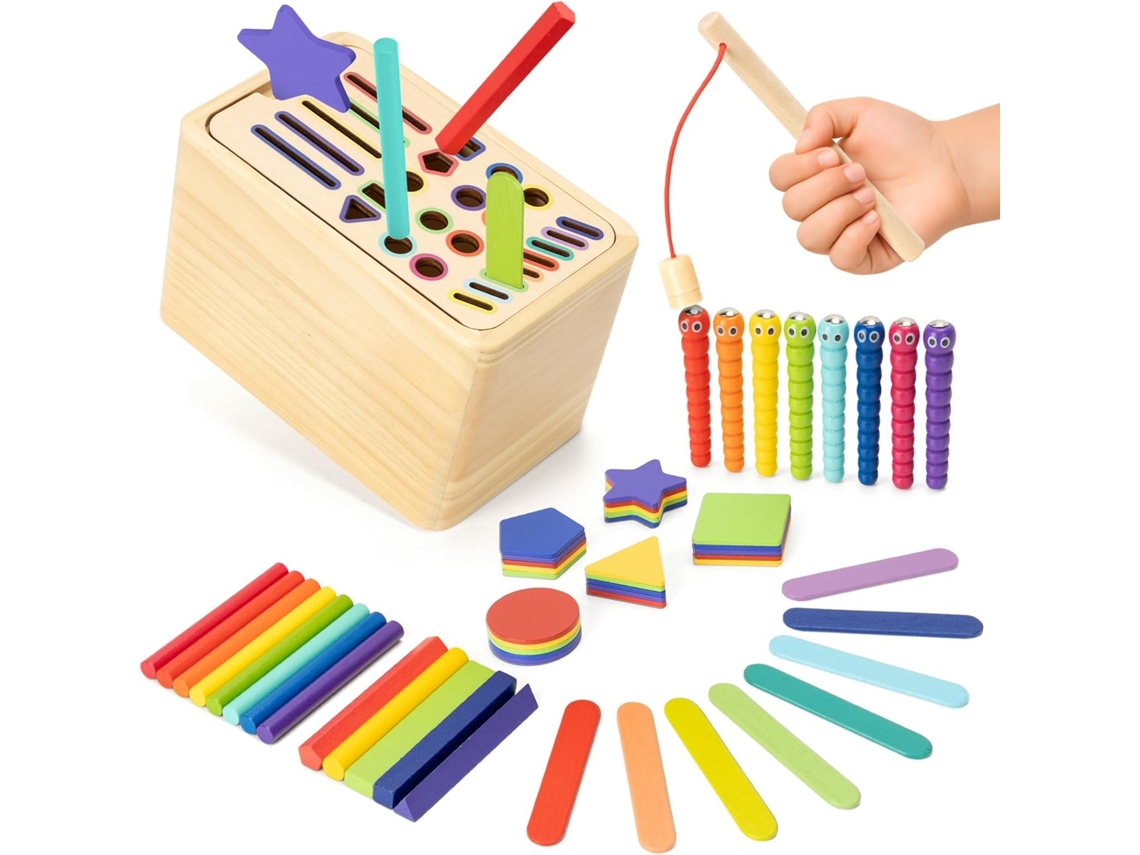 Caixa de Classificação Sensorial Multifuncional de Madeira, Brinquedo Educativo Montessori para Crianças a Partir de 1 Ano GERTIZ