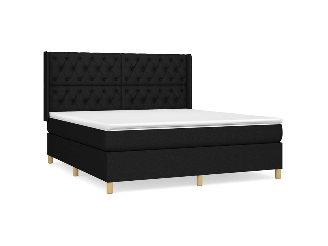 Cama com Molas/colchão 160x200 Cm Tecido Preto MAISON EXCLUSIVE