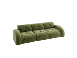 Sofá modular verde em chenille, sem moldura, grande e confortável, design antiderrapante, sem montagem ORBITRA COMMERCE