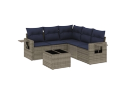 Conjunto de Sofá de Jardim, 6 Peças, Almofadas, Rattan Cinza MAISON EXCLUSIVE