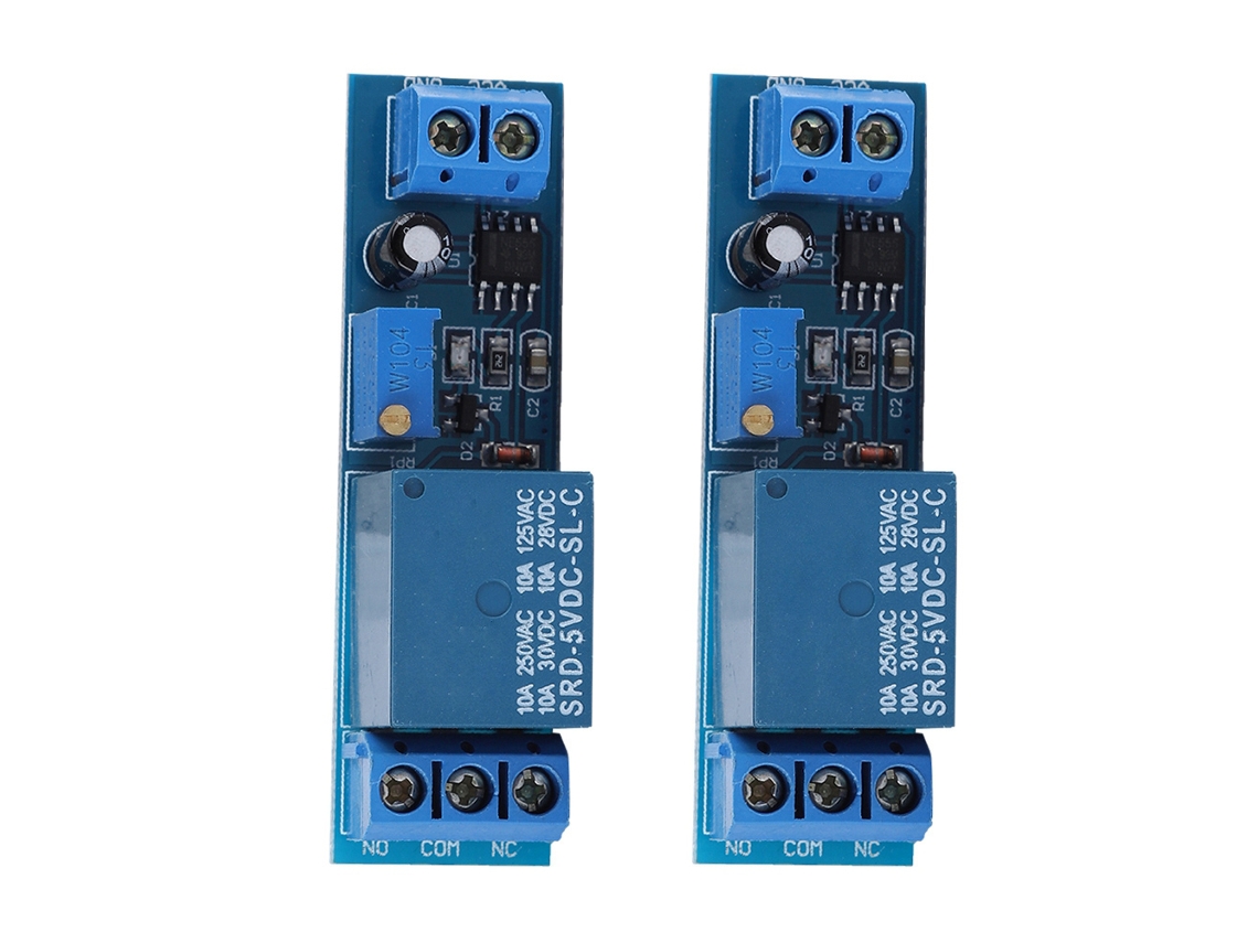 2 Pcs Módulo Relé Ne555 Atraso Temporal Ajustável 0 10s 5v