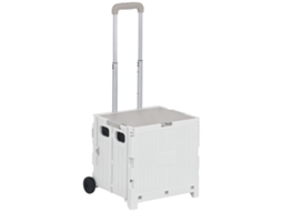 Carrinho de Supermercado com 2 Rodas Alça Ajustável Comprimento 32 Litros Capacidade 41,5x32,5x85 Cm Branco Ge
