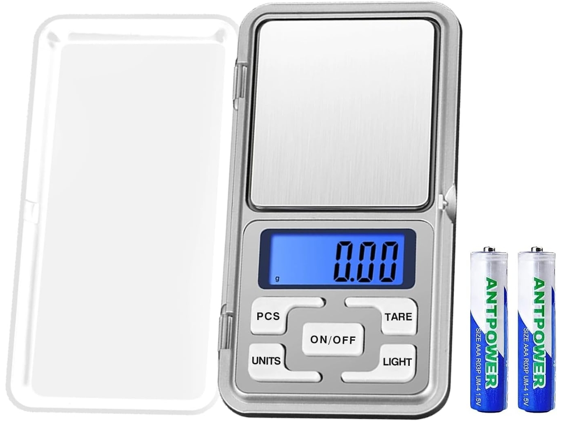 Balança Digital de Bolso AQUAFORGE com capacidade de 500 G e alta precisão de 0,01 G