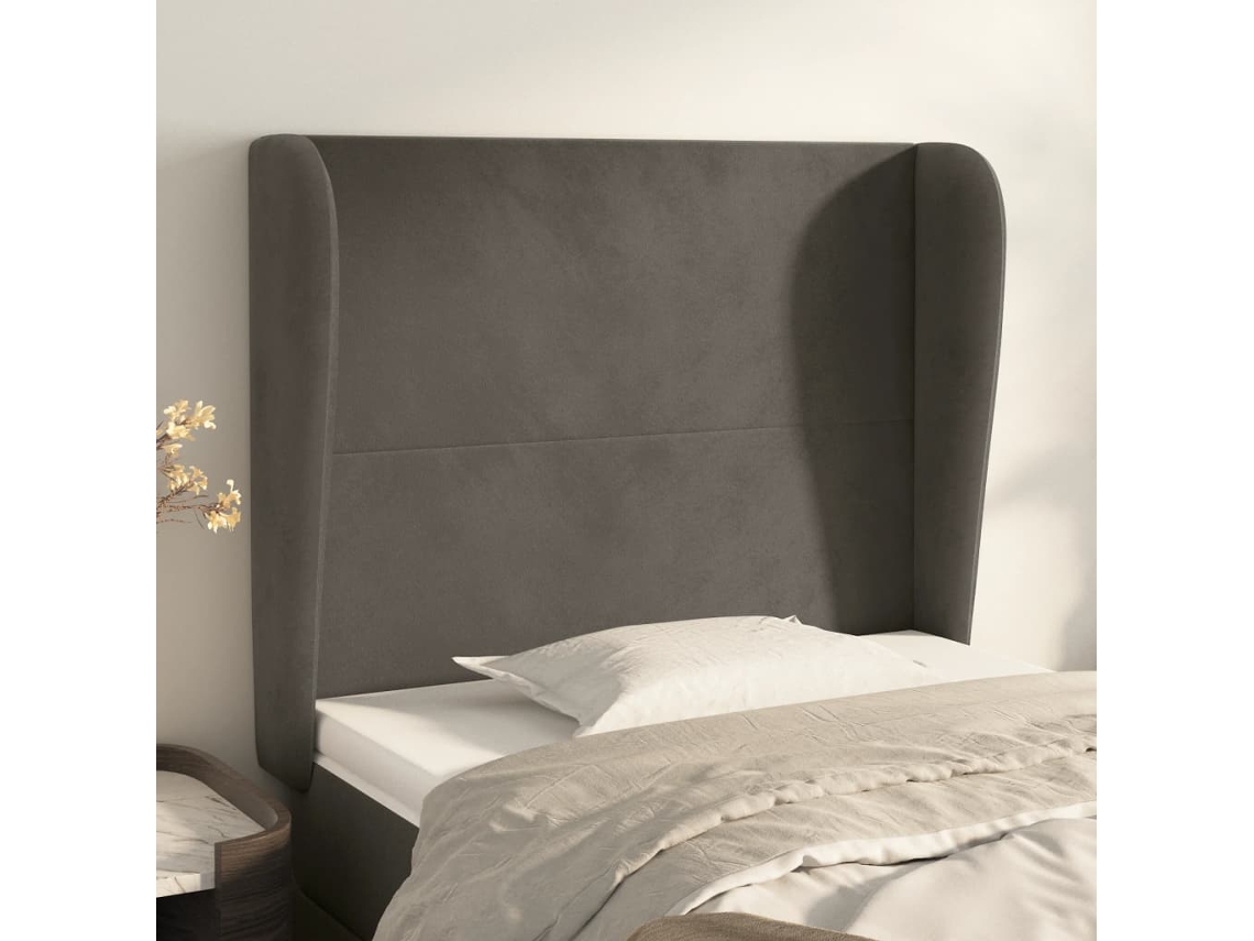 Vidaxl Cabeceira Cama C/ Abas Veludo 83x23x118/128 Cm Cinzento-escuro
