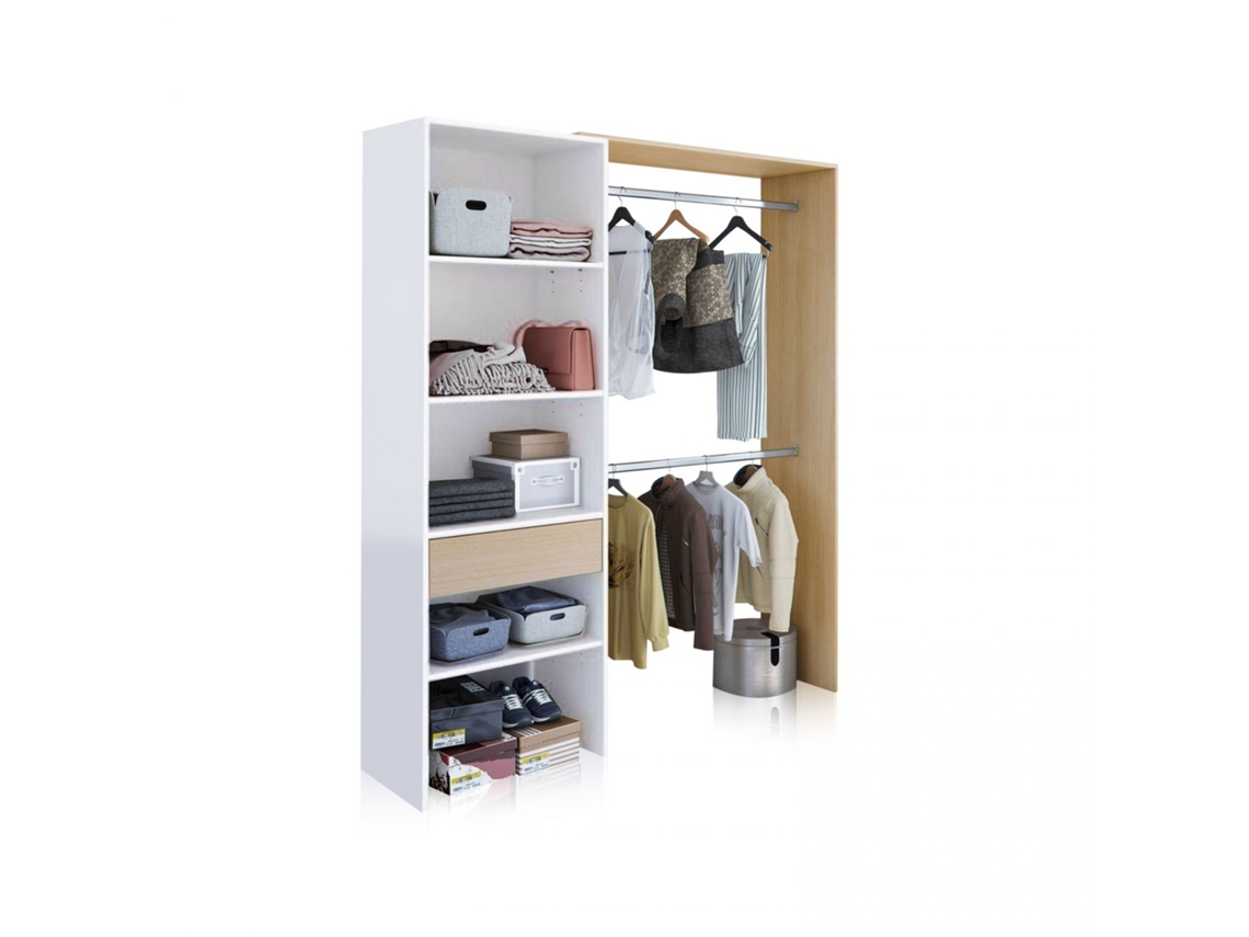 Armario Vestidor Aura Artik White (Branco mate) - Carvalho canadiano 158 x 187 x 40 cm