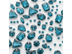 100 Piedras De Cristal De Vidrio Con Clavija De Coser Formas Mixtas Para Joyería Y Manualidades Azul