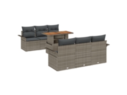 Conjunto 7 Conjunto De Sofá De Jardim Vidaxl Cinzento Vime Pe (100 X 55 X 73 Cm)