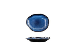 Prato De Jantar Irregular De Cerâmica De 23,5 Cm Com Tigela Para Salada Esmaltada Em Azul. Pode Ser Usado No Micro-ondas E Na Lava-louças.