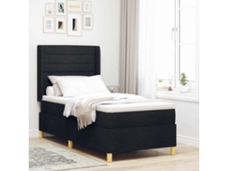 Vidaxl Cama Box com Colchão com Cabeceira Preto 90 X 200 Cm Tecido