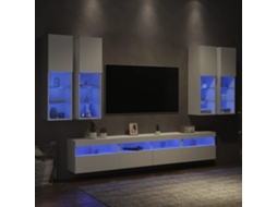 Vidaxl 7 Pcs Conjunto de Móveis de Parede para Tv com Luzes Led Branco