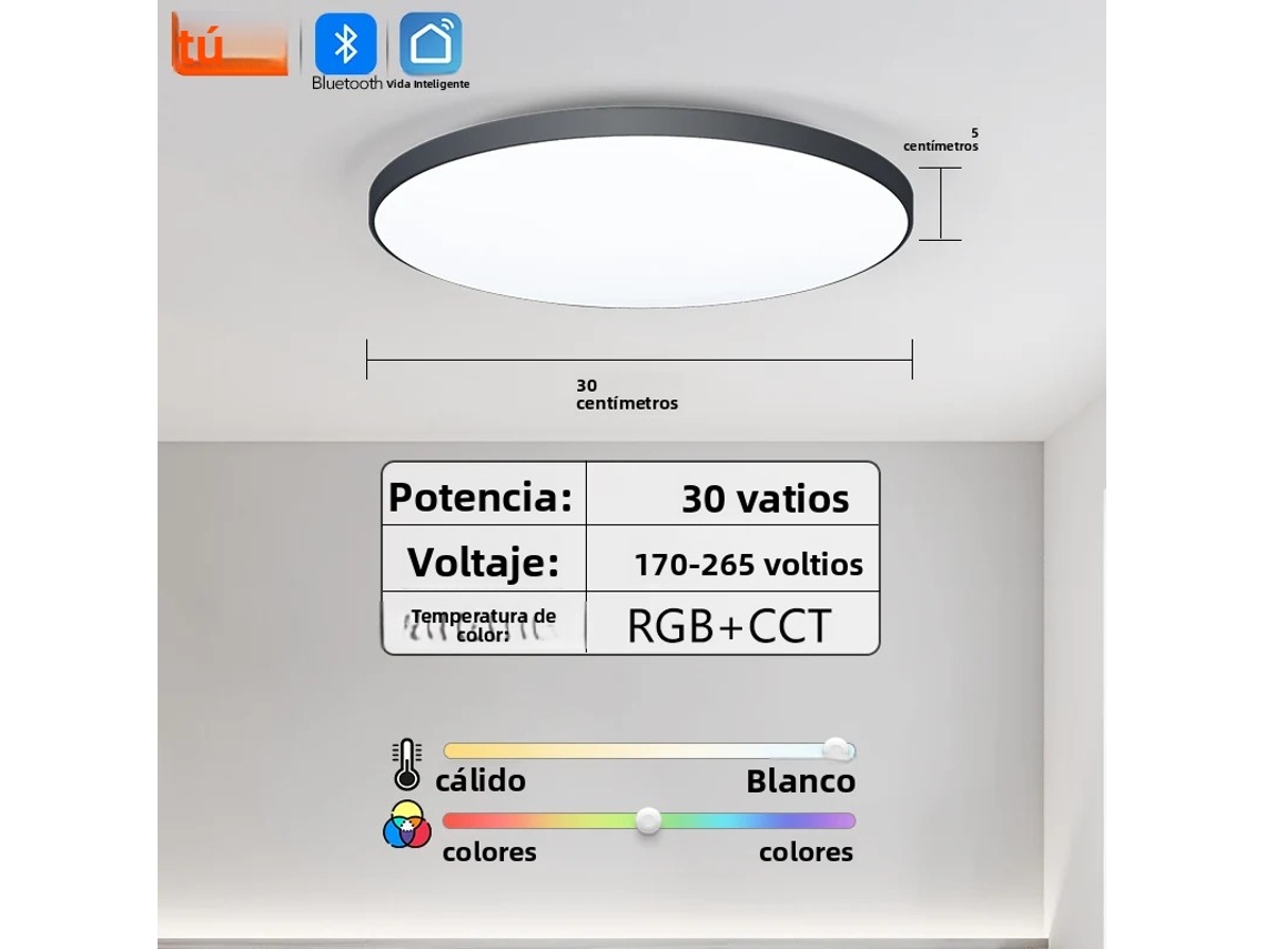Luminária De Teto Led Inteligente (30w, Preta) Com Controle Remoto Estilo Grafite E Aplicativo, Dimerizável Rgb.