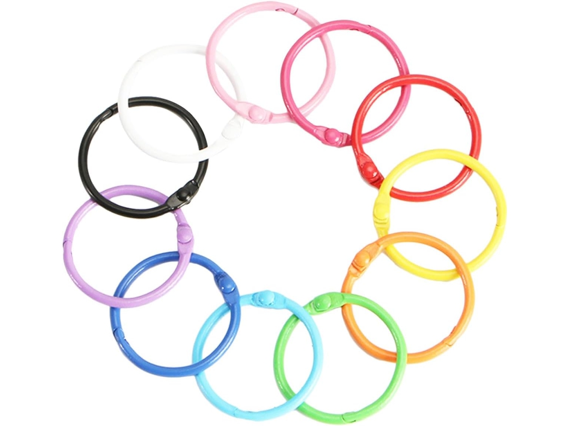 Aboofan Anéis De Metal Reutilizáveis Para Fichário, 30mm, 50 Peças, Multicoloridos, Para Encadernação, Chaveiro