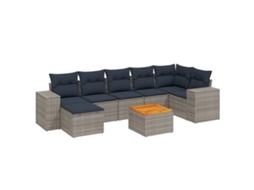 Conjunto de Sofá de Jardim, 8 Peças, Almofadas, Rattan Cinza MAISON EXCLUSIVE