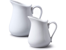 2026-set De 2 Jarrones De Porcelana Tradicional (450 Ml Y 250 Ml) Blanco, Resistente Y Apto Para Lavavajillas
