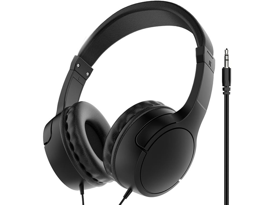 Fones De Ouvido Supra Auriculares Com Fio, Cabo De 3, 5mm, Dobráveis, Com Microfone, Para Smartphones E Tablets, Pretos