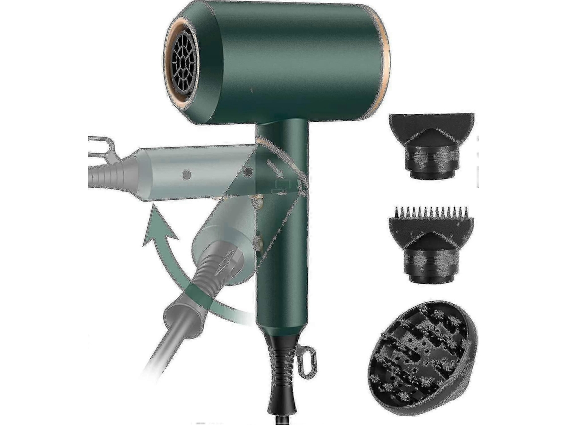 Secador de Cabelo Dobrável de Viagem, Pequeno, 2000 W, Leve, com Íons, 2 Bicos Modeladores e 1 Difusor 2025 TAISHENGDA