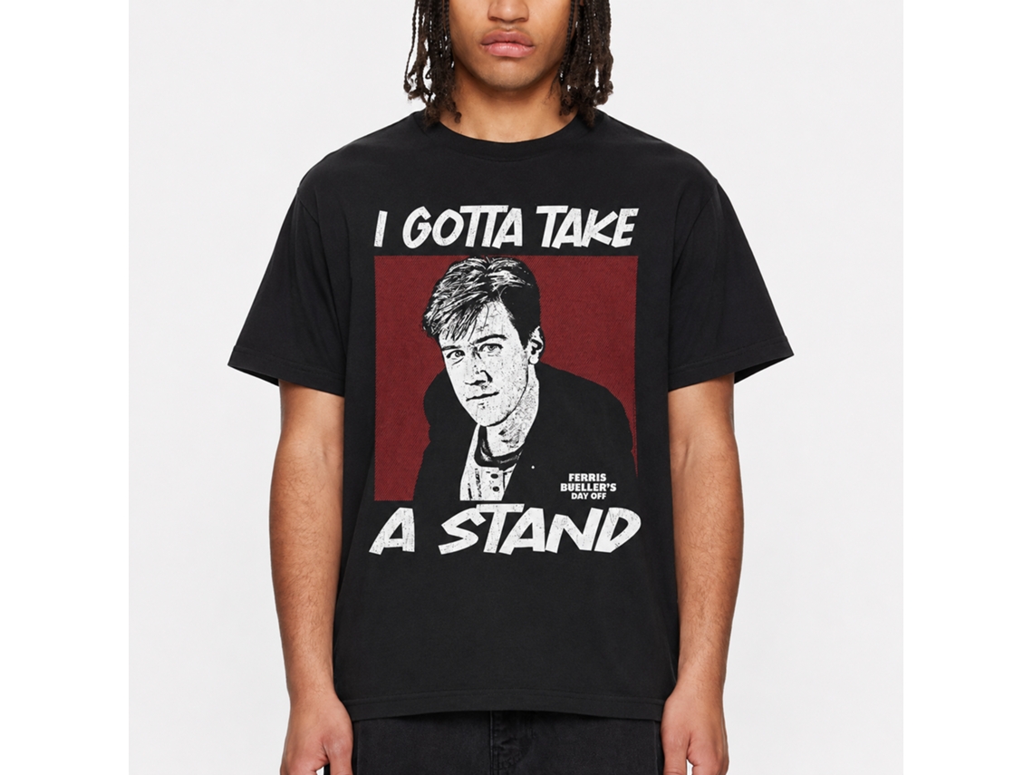 Rockinstone Ferris Bueller's Day Off Gotta Take A Stand Black Adult T-shirt Size:m